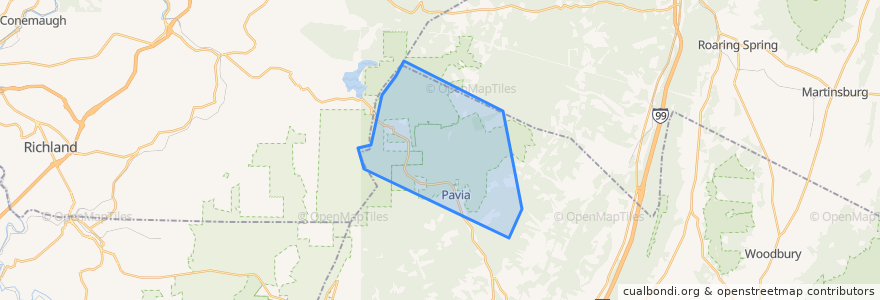 Mapa de ubicacion de Pavia Township.