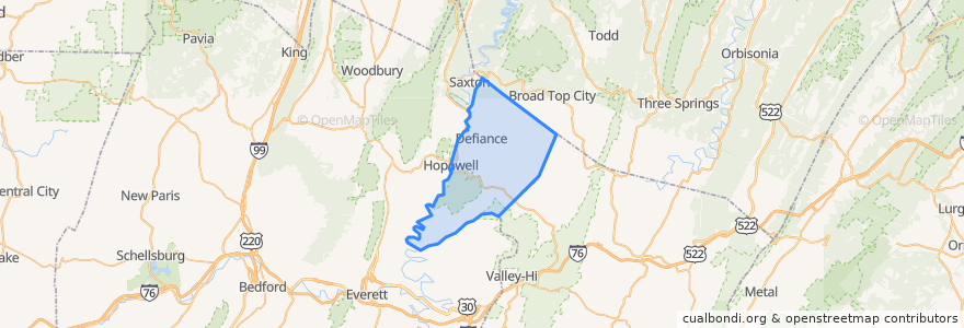 Mapa de ubicacion de Broad Top Township.