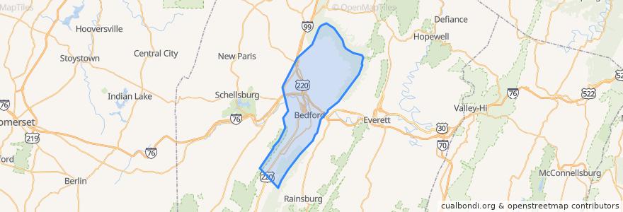 Mapa de ubicacion de Bedford Township.