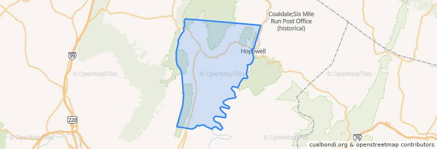 Mapa de ubicacion de Hopewell Township.