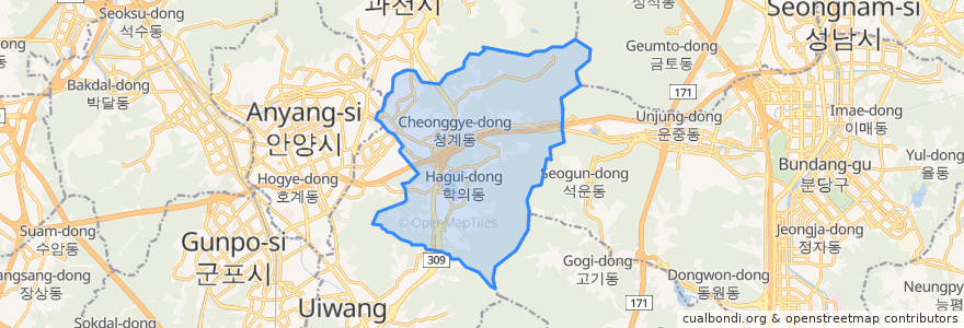 Mapa de ubicacion de 청계동.