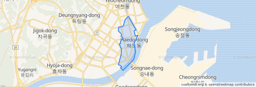 Mapa de ubicacion de 해도동.