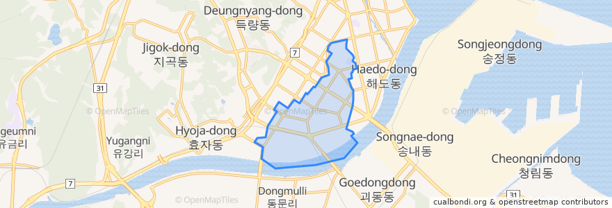 Mapa de ubicacion de 상대동.