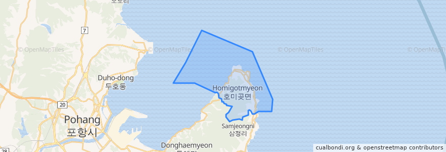 Mapa de ubicacion de 호미곶면.