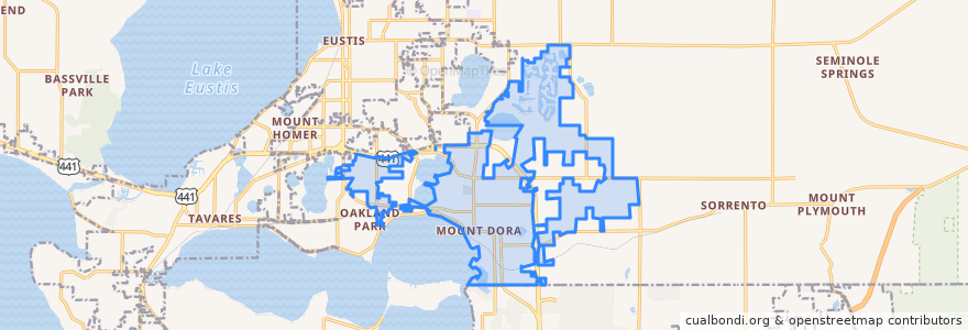 Mapa de ubicacion de Mount Dora.