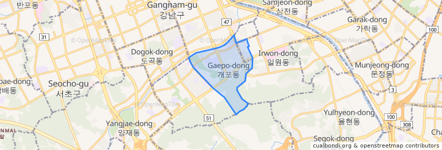 Mapa de ubicacion de Gaepo 2(i)-dong.