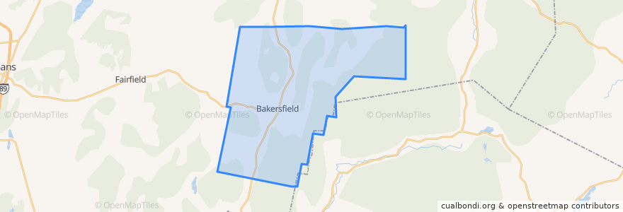 Mapa de ubicacion de Bakersfield.