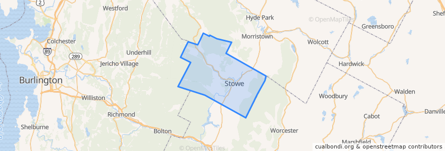 Mapa de ubicacion de Stowe.