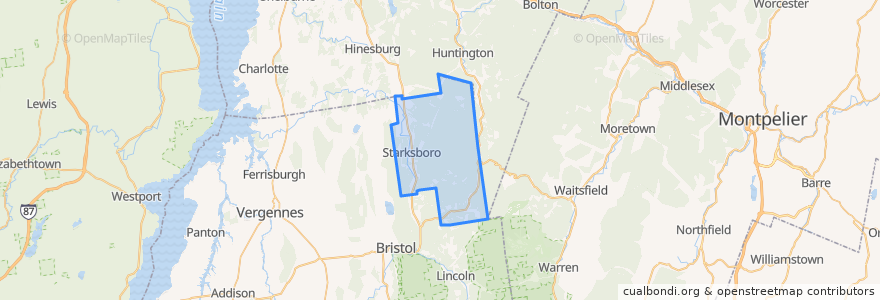 Mapa de ubicacion de Starksboro.