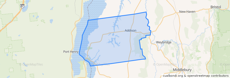 Mapa de ubicacion de Addison.