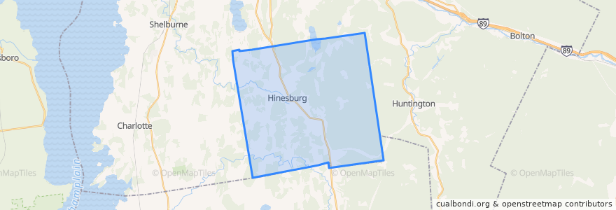 Mapa de ubicacion de Hinesburg.