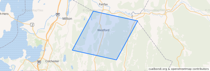 Mapa de ubicacion de Westford.