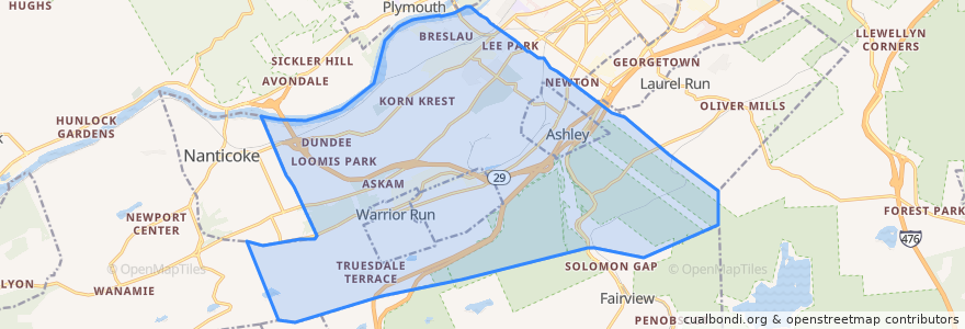 Mapa de ubicacion de Hanover Township.