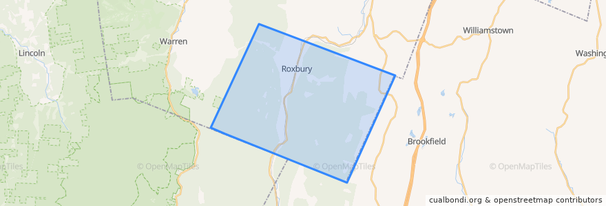 Mapa de ubicacion de Roxbury.