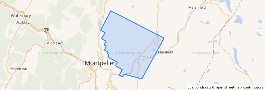 Mapa de ubicacion de East Montpelier.