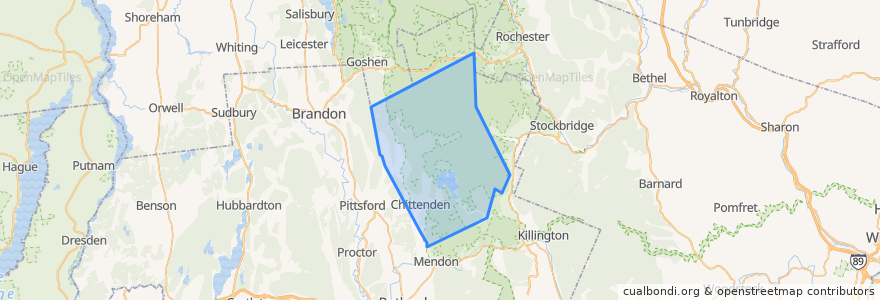 Mapa de ubicacion de Chittenden.