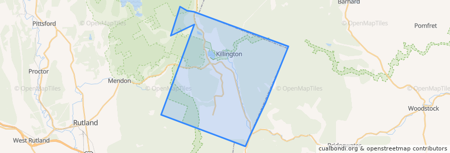 Mapa de ubicacion de Killington.