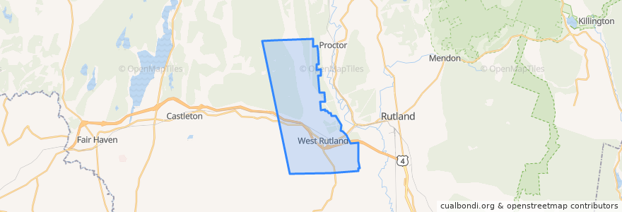 Mapa de ubicacion de West Rutland.