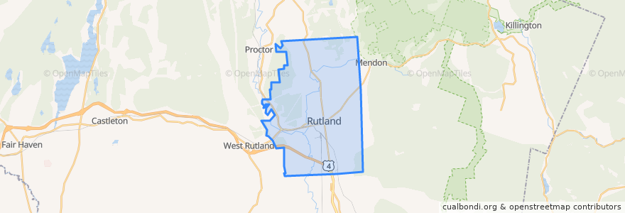 Mapa de ubicacion de Rutland.