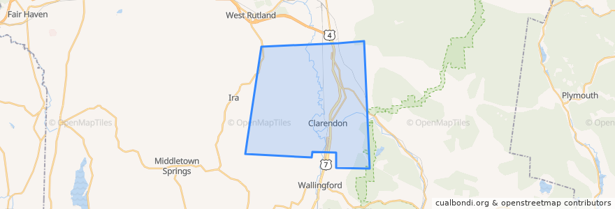 Mapa de ubicacion de Clarendon.