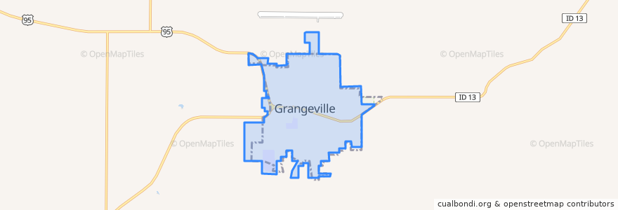 Mapa de ubicacion de Grangeville.