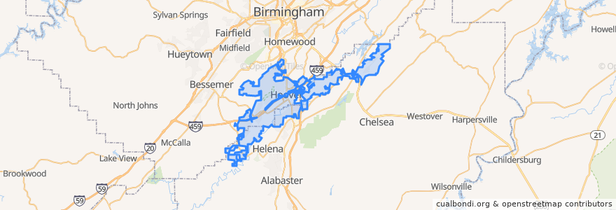 Mapa de ubicacion de Hoover.