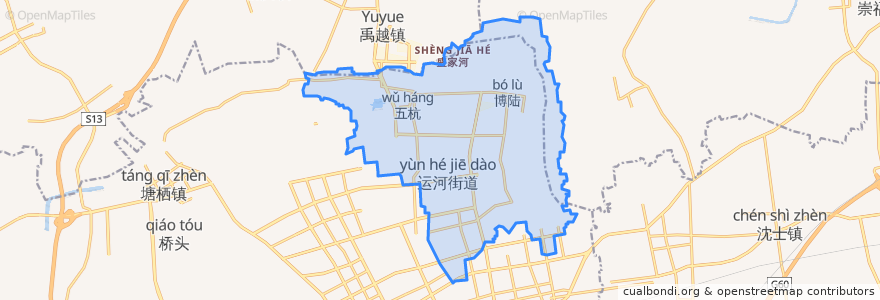 Mapa de ubicacion de 运河街道.