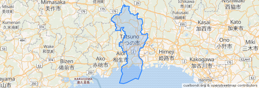 Mapa de ubicacion de 龍野市.