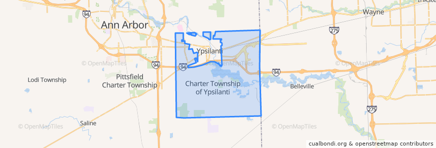 Mapa de ubicacion de Charter Township of Ypsilanti.