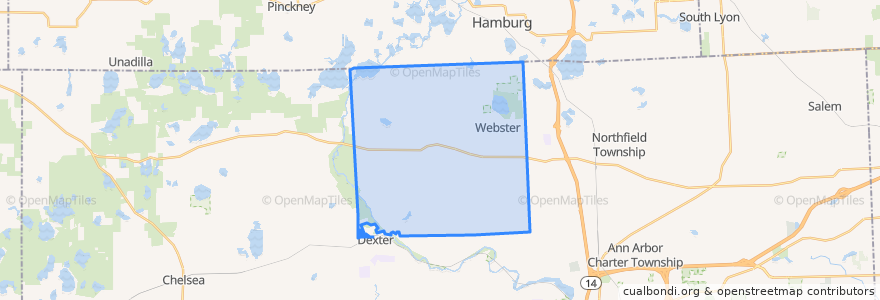 Mapa de ubicacion de Webster Township.