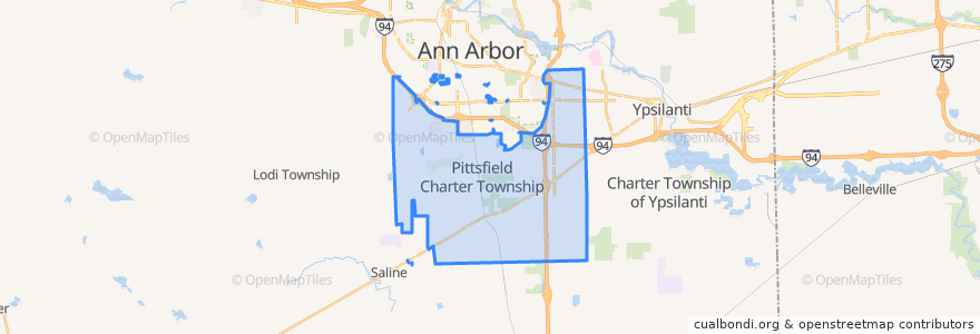 Mapa de ubicacion de Pittsfield Charter Township.