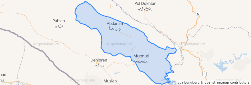 Mapa de ubicacion de شهرستان آبدانان.