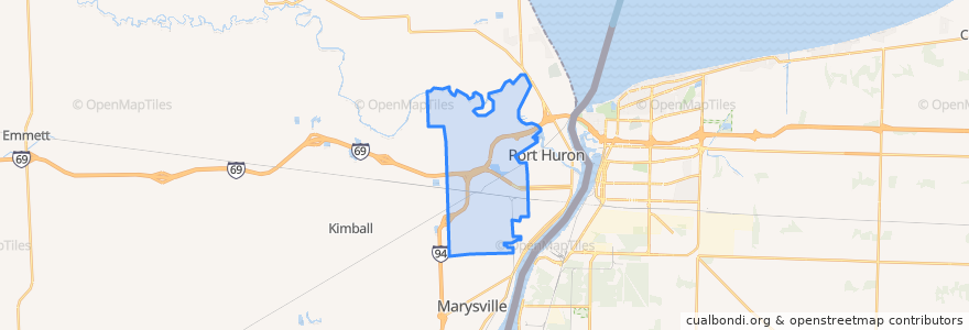 Mapa de ubicacion de Port Huron Township.