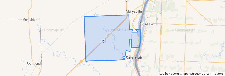 Mapa de ubicacion de St. Clair Township.