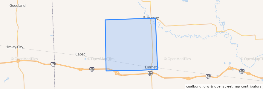 Mapa de ubicacion de Emmett Township.