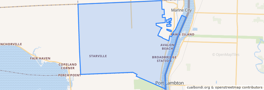 Mapa de ubicacion de Cottrellville Township.