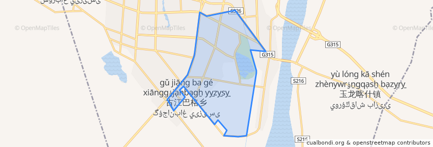 Mapa de ubicacion de 古江巴格街道 گۇجانباغ كوچا باشقارمىسى.