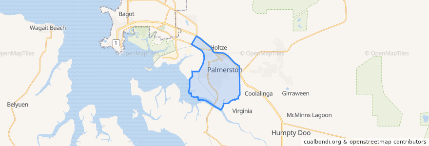 Mapa de ubicacion de City of Palmerston.