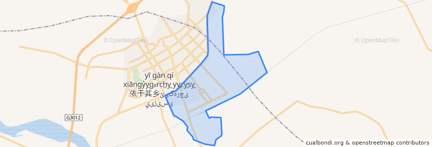 Mapa de ubicacion de 南城街道 جەنۇبىي شەھەر كوچا باشقارمىسى.