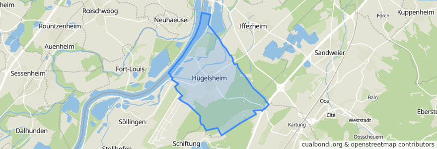 Mapa de ubicacion de Hügelsheim.