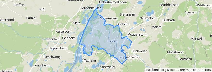 Mapa de ubicacion de Rastatt.