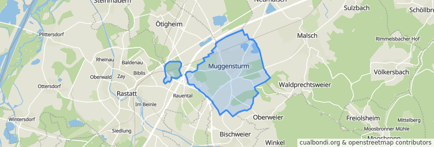 Mapa de ubicacion de Muggensturm.