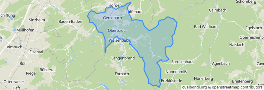 Mapa de ubicacion de Gernsbach.