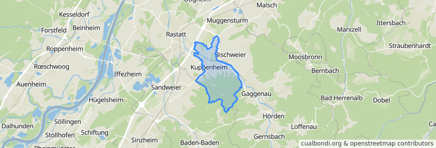 Mapa de ubicacion de Kuppenheim.