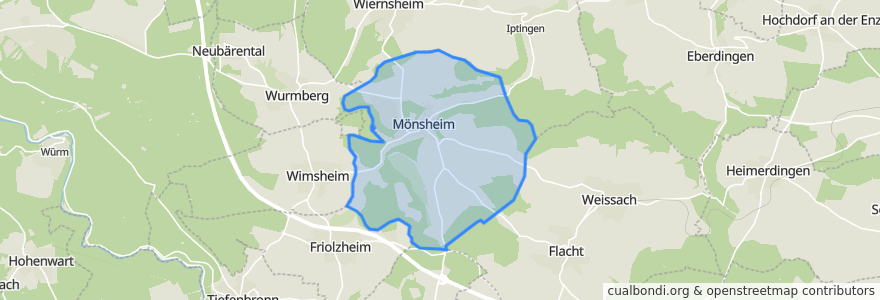 Mapa de ubicacion de Mönsheim.