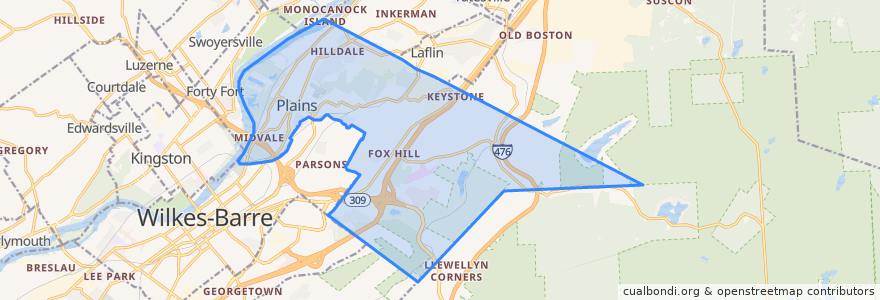 Mapa de ubicacion de Plains Township.