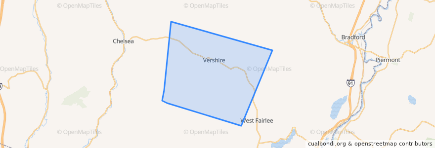 Mapa de ubicacion de Vershire.