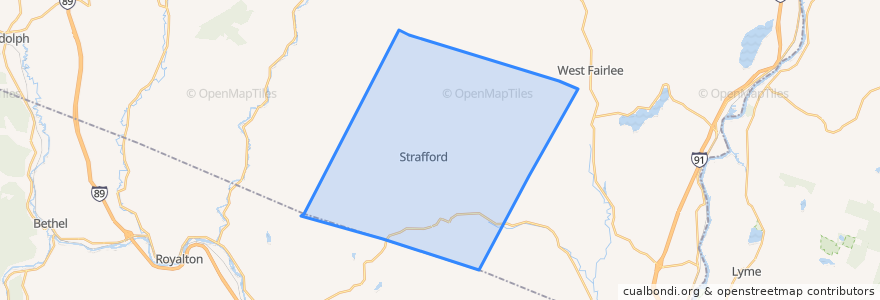 Mapa de ubicacion de Strafford.