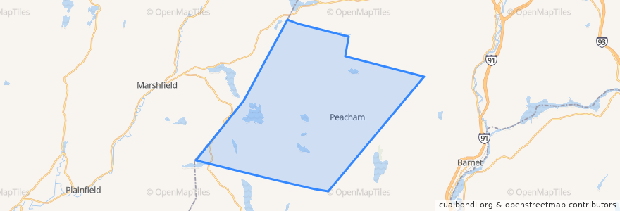 Mapa de ubicacion de Peacham.