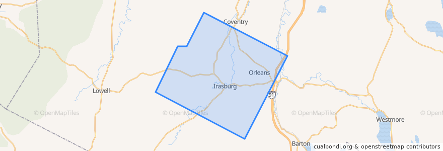 Mapa de ubicacion de Irasburg.